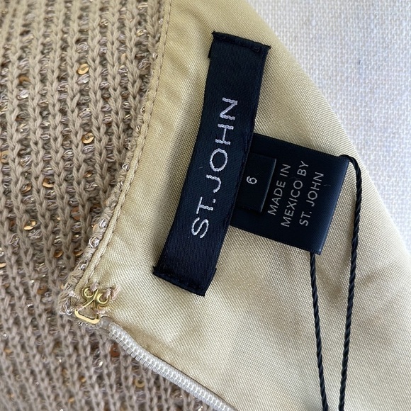 St. John gold sleeveless sheath dress with sequin accents - NWT - 6 - Picture 7 of 11